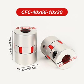 10 mm to 20 mm Flexible Shaft Coupling, Diameter 40 mm Length 66 mm Aluminium Motor Connector Flexible