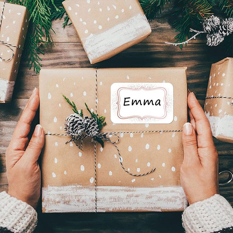 12Pcs Rose Gold Border Stickers Blank Name Tag Stickers for