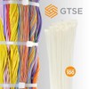 GTSE 8 Inch White/Clear Zip Ties, 100 Pack, 40lb Strength,