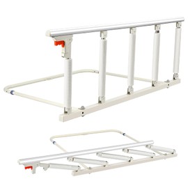 Bed Rail for Elderly Adult Safety Guard Rail with Sponge Paddings Folding Bedside Assistant Rail Support for Seniors Pregnant Women Post-Operative Patients fits 5-8 inch Mattress 300lbs Capacity