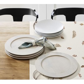 Artoid Mode Stripes Pumpkins Leaves Autumn Tablecloth, Seasonal Table Linen, Kitchen Table Decoration, Indoor, Holiday, Party Decor, 85 x 85 cm