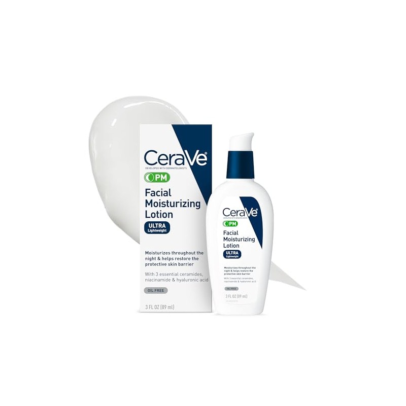 CeraVe - Loción facial hidratante Pm, 3 onzas