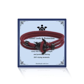 Ocean Animal Nautical Braided Wrap Rope Bracelets, Navy Marine String Bracelet with Hook Shark Dolphin Turtle Octopus Braided Bracelets Sea Animal Lover Gifts for Women Men (Turtle Bracelet Wine Red)