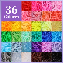 Ligas para el Cabello para Niña, 2200 Piezas Mini Bandas de Goma Elásticas con 36 Colores y Herramientas de Peinado, Accesorios para el Pelo Infantil Duraderos, Incluye Aplicador y Caja de Almacenamiento