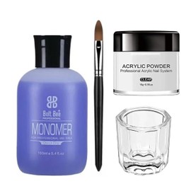 Acrylic Nail Kit,Polymer Powder and Monomer Set with Brush and Dapendish For Nail Extension & Beginners (Clear)