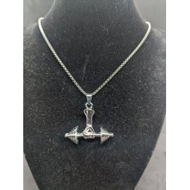 Unbranded Stainless Steel Necklace Weightlifting Dumbbell Pendant 22" Chain