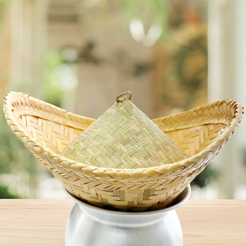 PANWA Traditional Sticky Rice Cooking Steamer Basket Wicker Lid Handcrafted