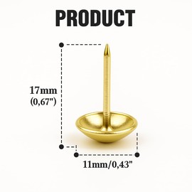 Premium Gold Thumb Tacks, Extra Long Push Pins for Heavy Duty Use, Perfect for Upholstery and Carpet on Wood, 100Pcs