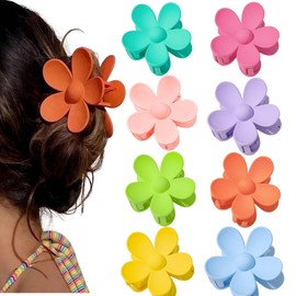 Lolileo Flower Hair Clip, 8 Pieces, Floral Hair Clip, Cute Colourful Floral Headwear, Hawaiian Anti-Slip Hairclip, Strong Hair Clip for Girls, Non-Slip Acrylic Hair Clip Accessories (B)