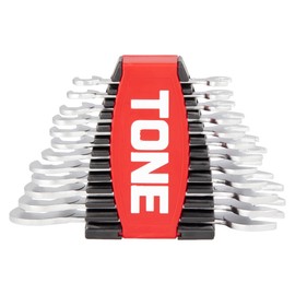 TONE DSTO1200P Thin Spanner Set (with Holder), Red/Black, 12 Pieces