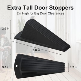HANTNILL Door Stoppers for Buttom of Door,4Pcs Rubber Door Stopper Wedge for Hotel Floor Outdoor Carpet and Tile (Black)