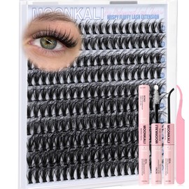 Wispy Lash Clusters Kit Mink Fluffy Eyelash Clusters D Curl Natural Waterproof Cluster Eyelash Extensions With Lash Glue Bond and Seal and Eyelash Tweezers Luxury 30D Individual Cluster Lashes Kit