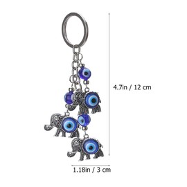 BESPORTBLE Blue Evil Eye Keyring Blue Eye Elephant Turkish Lucky Charm Keychain Alloy Pendant Bag Pendant Housewarming Party Gift Guest Gift, blue