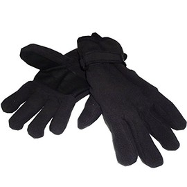 Mens GL127 Black Thinsulate Polar Winter Fleece Hand Gloves - Adults Thermal M/L