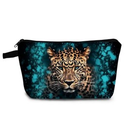 YULUENZE Leopard Present Cheetah Makeup Bag Cute Small Organizer Bag with Zipper Calaite Leopard Print Cosmetic Bag Birthday Presents for Cheetah Lovers Women Sisters Friends