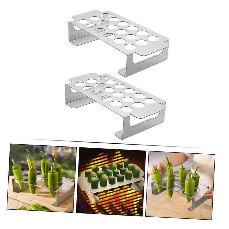 LALAFINA 2pcs Stainless Steel Grill Rack for Bbq Pepper Cooking