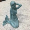 Cast Iron Sky Blue Sitting Mermaid