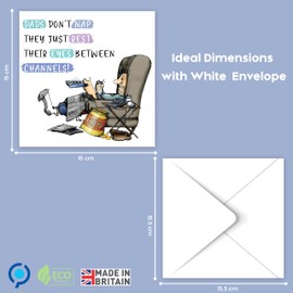 Funny Birthday & Father's Day Card for Dad from Daughter or Son - Dads Don’t Nap card - 15x15cm Size with Inside Message – Made in the UK.