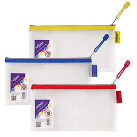 Snopake DL Heavy Duty EVA Mesh Zippa-Bag [Pack of 3] 240 x 130 mm – Transparent/Assorted [15817]
