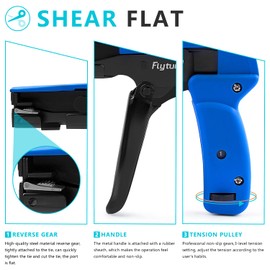 Flytuo Nylon Plastic Cable Tie Gun, All Steel Heavy Duty Cable Tie Tool with Automatic Flush Cut-Off, Professional Tensioner and Cutter for Plastic Nylon Ties