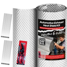 Exhaust Heat Shield Automotive, 40" x 120" Heavy Duty Aluminum Heat Shield with Zip Ties & Scissors, 0.5mm Flexible Car Heat Shield for Muffler, Pipe, Underbody, Up to 1022°F