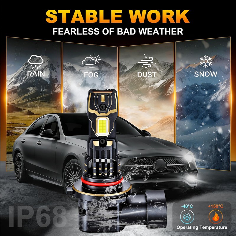 GLOWBRI HIR2/9012 Light Bulbs,6500K Cool White Hi/Lo Beam Fog Light