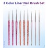 KAZIPOP Nagelkunst-Pinsel-Set, Nylonborsten, Acryl-Marmor-Griff mit Metallhülse für Gel-Acryl-Nägel, feine Details,