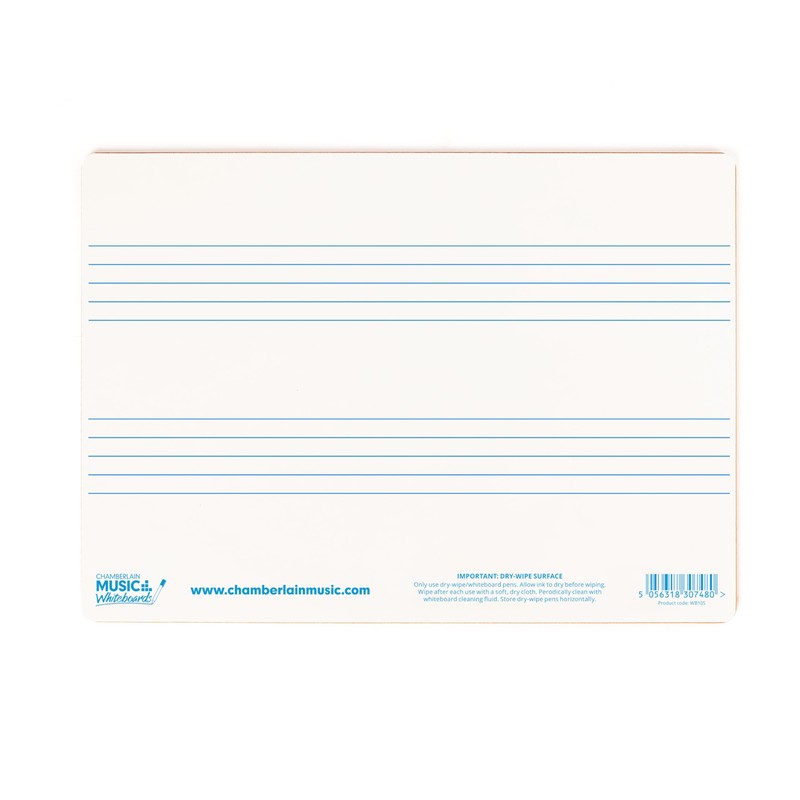 A4 Mini Dry-Wipe Music whiteboard with 2 pre-Printed Staves