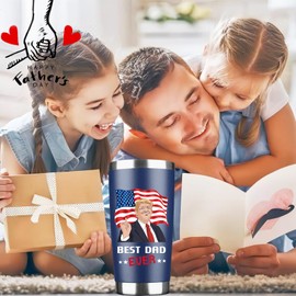 XWLAI Father's Day Papa Gifts from Daughter, Son, Kids - Dad Gifts from Daughter, Son on Fathers Day, Christmas, Birthday, Best Dad Ever Tumbler 20Oz, Stainless Steel Tumbler