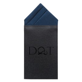 DQT Mens Plain Satin Pre-Folded One Peak Pocket Square Handkerchief - Navy Blue