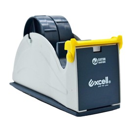 Excell ET-227 Blue/Grey Premium Twin-Roll Steel Desk Top Dispenser: 2 in. Wide (3 in. core) + LuxProdX Sticker
