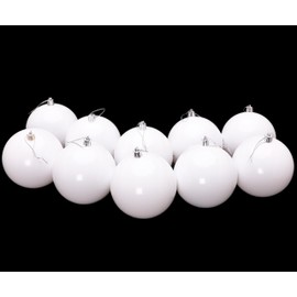 Toyland® 10 Extra Large 100mm Colour Christmas Baubles - Christmas Tree Decorations (White)