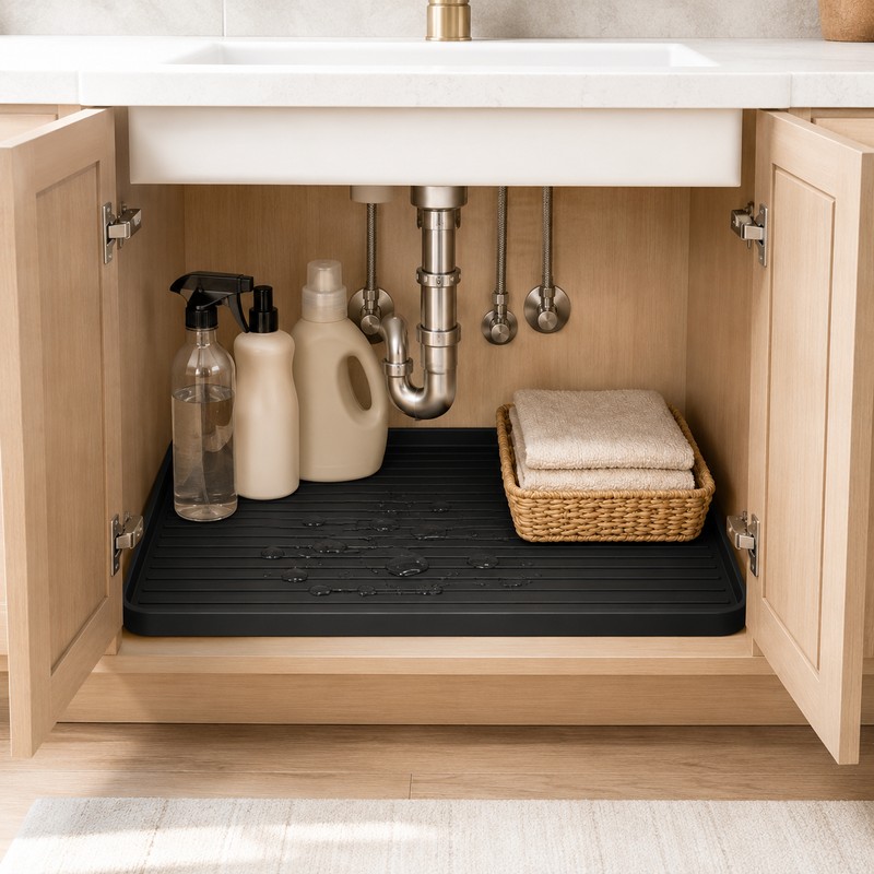 Waterproof Silicone Under Sink Mat – Kitchen & Bathroom Cabinet