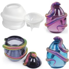 Anlan-angel Snake Egg Resin Molds, Egg Jar Silicone Resin Epoxy Mold with Lid and 3D Snake, Lifelike Snake Egg Silicone Mold for Epoxy Resin, DIY Crafts Animal Casting Mould