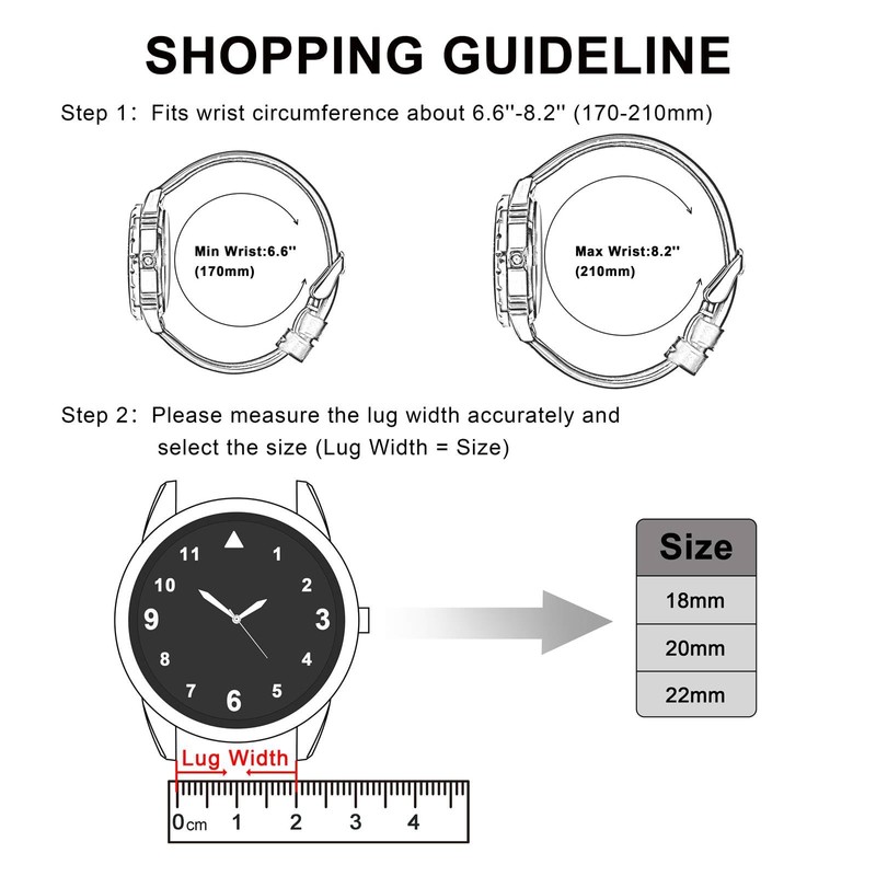 [Anbeer] レザー 時計バンド 20mm ラリースタイル ウォッチバンド 取付工具あり ブラック