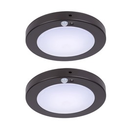 LIT-PaTH LED Flush Mount Ceiling Light, Closet Lighting Fixture with Motion Sensor and Dusk to Dawn, 10.5W, 800 Lumen, 6.2 Inch, Anti-Rust Galvanized Housing, Bronze Finish 3000K 2-Pack