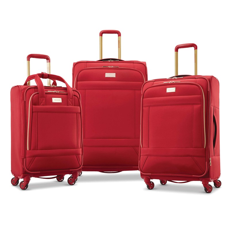American Tourister Belle Voyage Softside Luggage with Spinner Wheels, Red,