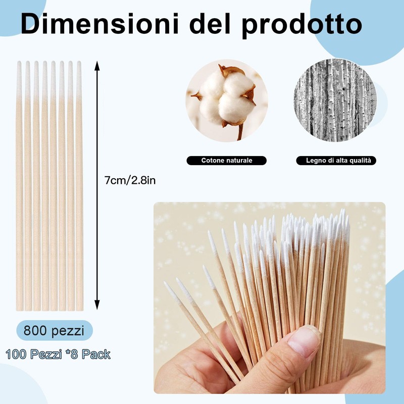 ZOCONE 800 Pieces Cotton Buds 7cm Small Cotton Buds Makeup