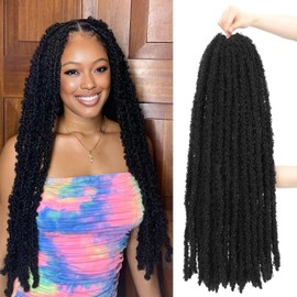 Forevery Butterfly Locs Crochet Hair 24 Inch Fairy Butterfly Locs 6 Packs Distressed Locs Pre Looped Crochet Hair for Black Women Crochet Butterfly Locs for Daily (24 Inch-6 Packs-1B)