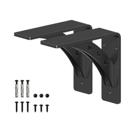 PICESA Heavy Duty Shelf Brackets，max Load 900 LBS,Premium Alloy Metal Mantel Brackets , (Set of 2) Fireplace Mantel Brackets - Countertop Support Brackets (MATTE BLACK, 6 inch x 5 inch)