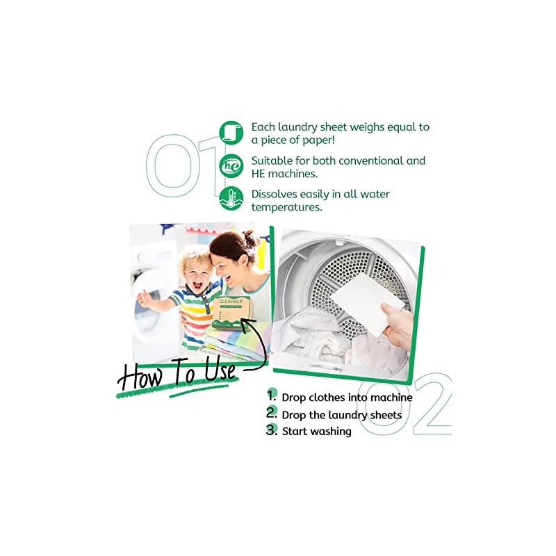 CLEARALIF Laundry Detergent Sheets up to 160 Loads (80sheets), Unscented,