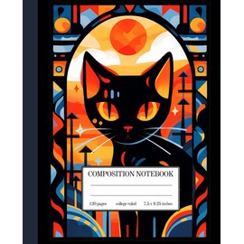  Expressionism Black Cat College Ruled Composition Notebook: August Macke Inspired Art | 7.5 x 9.25 Inches | 120 Pages | Gift For Art Lovers, Students, and Creatives