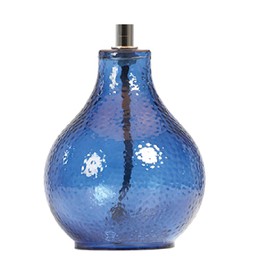 Navy Blue Hammered Glass Modern Table Lamp with Navy Blue Velvet Shade | 30cm Height | in-Line Switch | UK Approved | Glass Urn Design