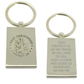 CJoL - Rectangle St Christopher Keyring With Travellers Prayer In Gift Box