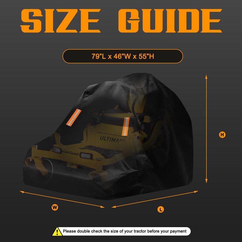 Zero-Turn Mower Cover Waterproof Outdoors,Anti-UV 210D Polyester ,Universal Fit Lawn