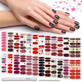 DANNEASY 24 Sheets Valentine's Day Nail Polish Strips Full Nail Wraps for Women Gel Nail Strips Self Adhesive Nail Polish Stickers Nail Sticker for Nail Art with Nail File, Cuticle Stick