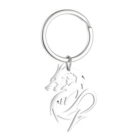 YIQPKUM Drachen Schlüsselanhänger Edelstahl Neuheit Fantasy Accessoire (Versilbert)