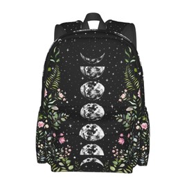 MOLIAN Floral Lunar Night Sky Moon Eclipse Stylish Backpack With Adjustable Padded Shoulder Straps Daypacks For Girls College Travel