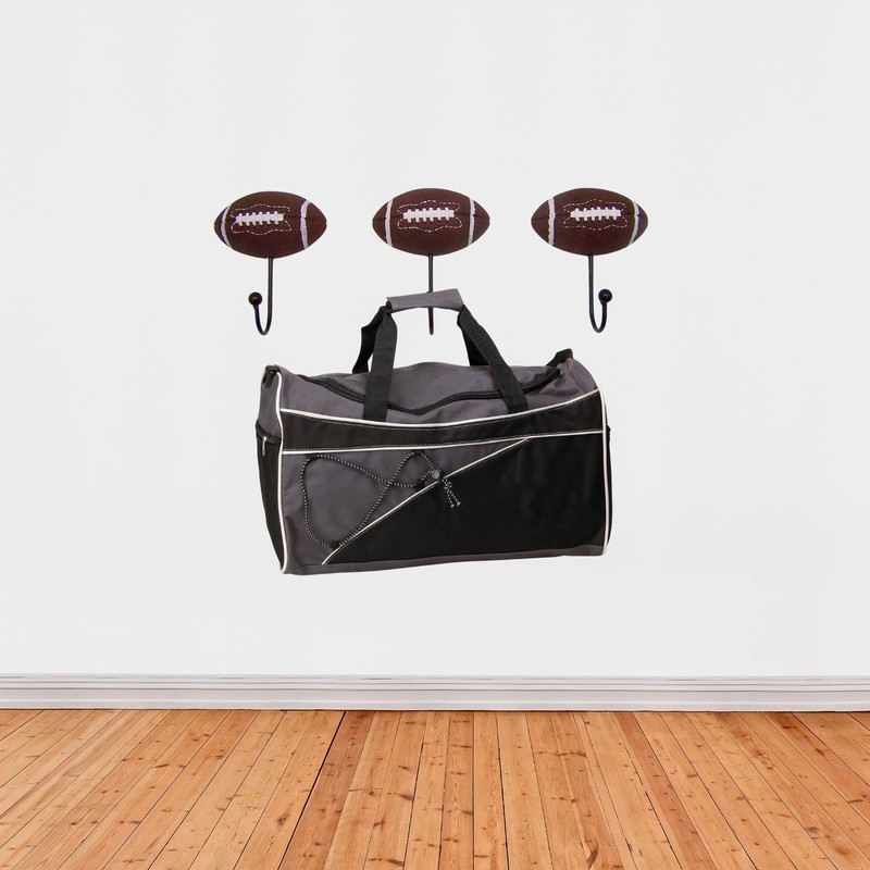 Wowser Football Wall Hooks, Set of 3, Sporty Interior Design,