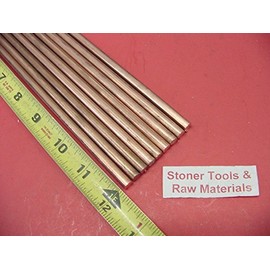 9 Pieces 1/4" C110 Copper Round Rod 12" Long H04 .250" CU New Lathe Bar Stock